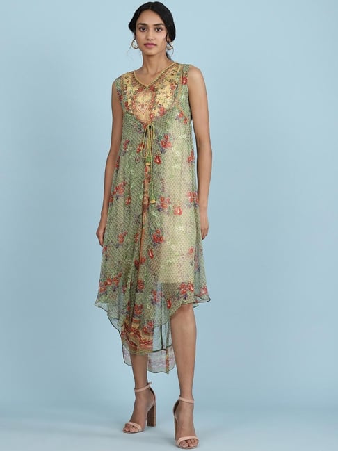 aarke Ritu Kumar Green Floral Print Dress Price in India