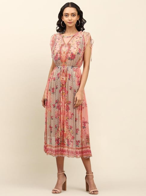 aarke Ritu Kumar Pink Printed Dress Price in India
