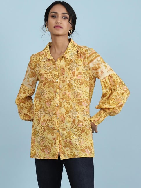 aarke Ritu Kumar Yellow Floral Print Shirt Price in India