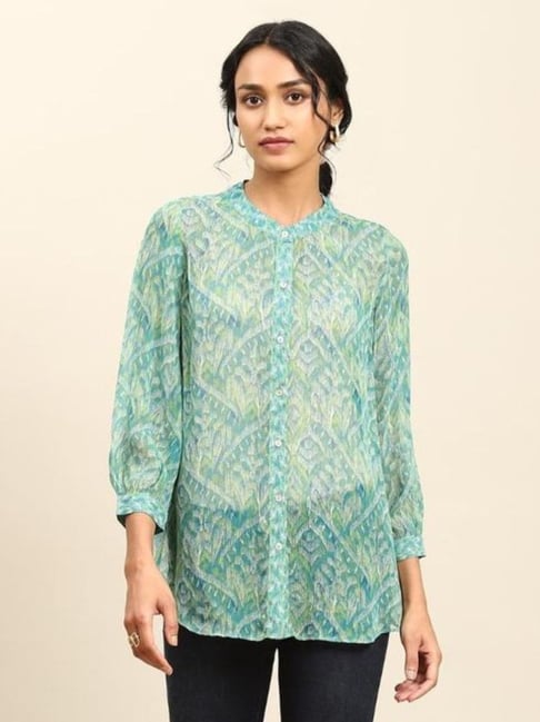 aarke Ritu Kumar Green Printed Shirt Price in India