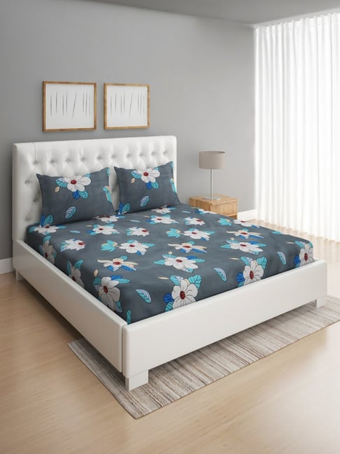 Romee Geometric Brown & Beige 144 TC Cotton Queen Sized Bed Sheet with 2 Pillow Covers-picture-27