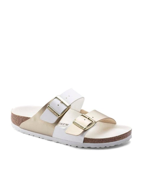 White discount gold birkenstock