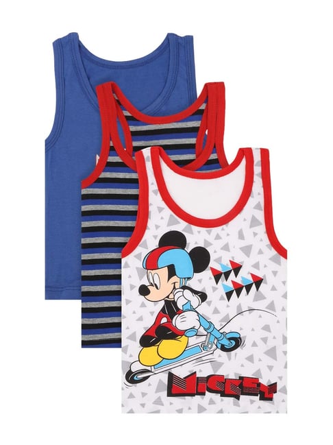 Bodycare Kids Multicolored Cotton Printed Vest (Pack of 3)