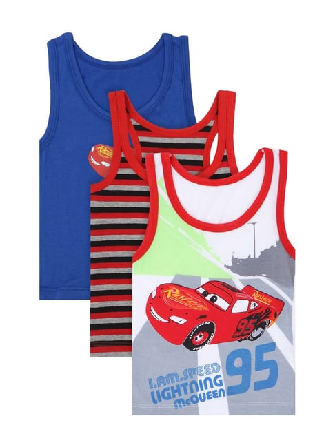 Bodycare Kids Multicolored Cotton Printed Vest (Pack of 3)