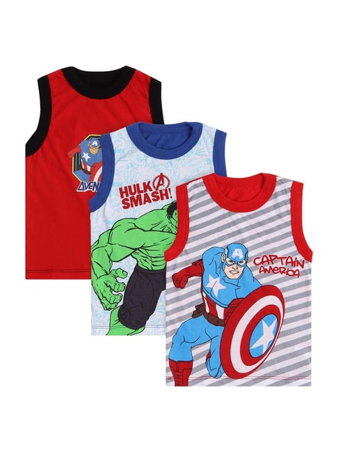 Bodycare Boys Multicolored Cotton Printed Vest (Pack of 3)