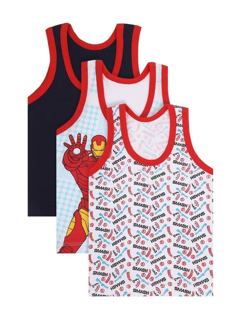 Bodycare Boys Multicolored Cotton Printed Vest (Pack of 3)