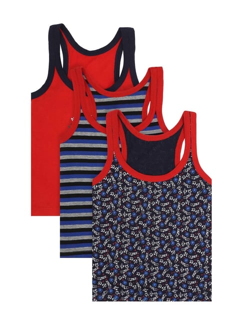 Bodycare Boys Multicolored Cotton Printed Vest (Pack of 3)