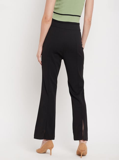 Madame Black Solid Boot Cut Fit Trousers