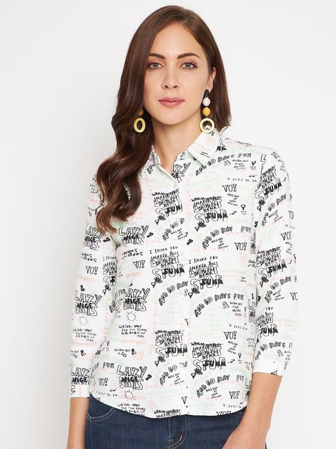 MADAME White Graphic Print Shirt Price in India