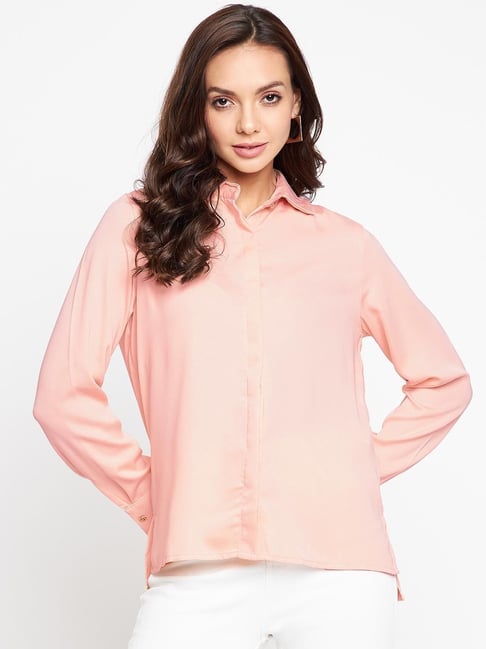 MADAME Peach Regular Fit Shirt Price in India