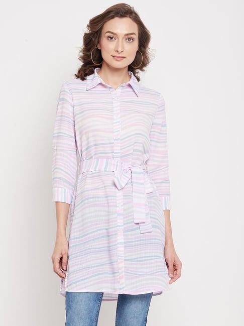 MADAME White Striped Shirt Price in India