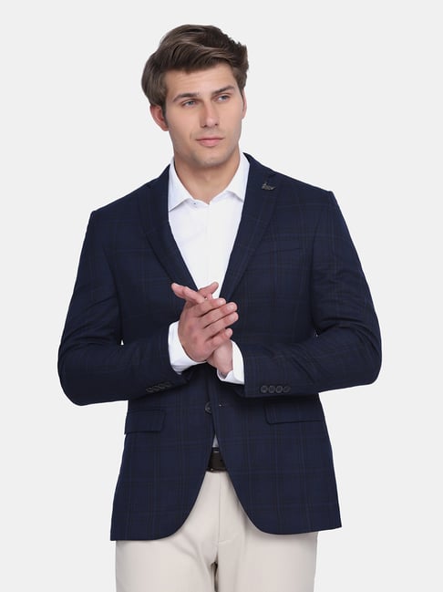 Blackberrys Navy Slim Fit Checks Blazer