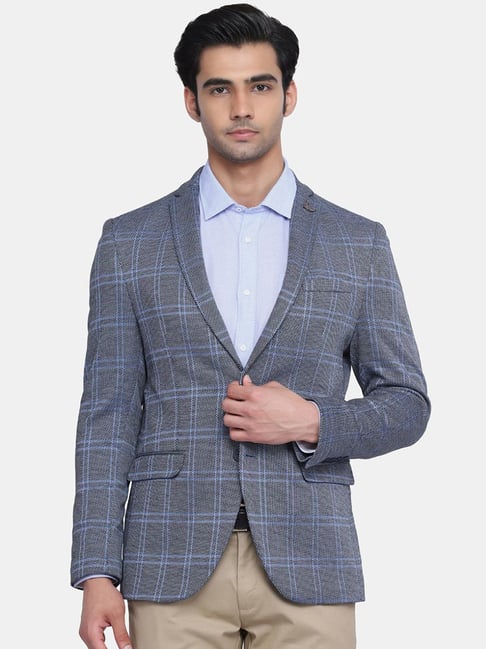 Blackberrys Blue Slim Fit Checks Blazer