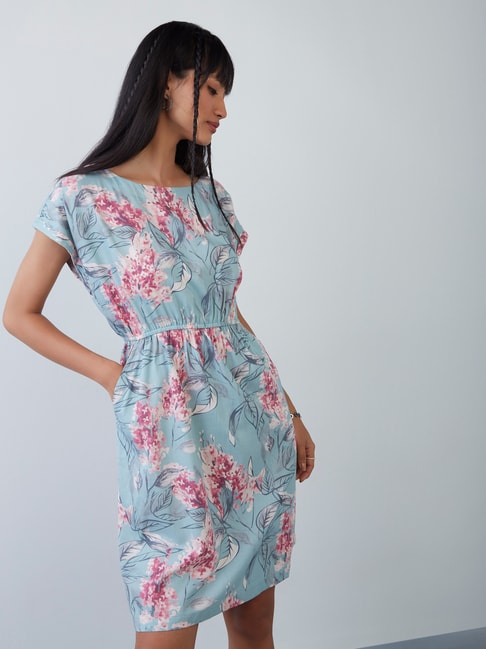 Bombay Paisley by Westside Light Blue Floral Print Dress Price in India
