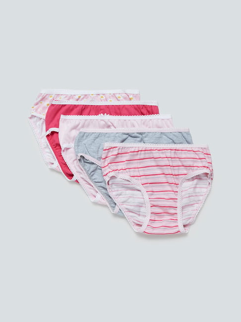 Buy HOP Kids by Westside White Printed Briefs Pack of Five for