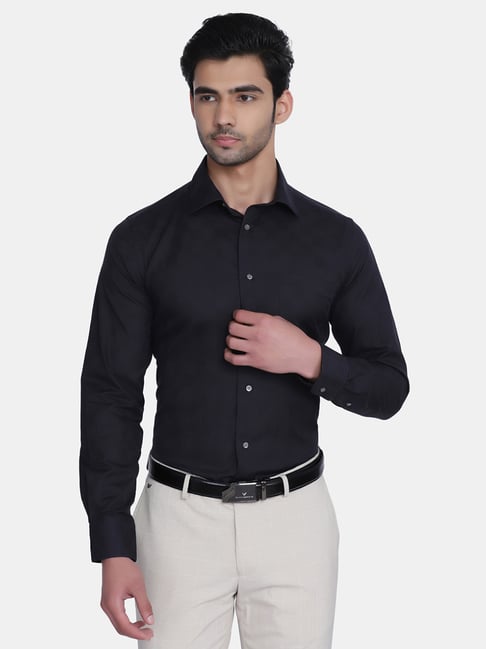 Blackberrys Black Cotton Slim Fit Shirts