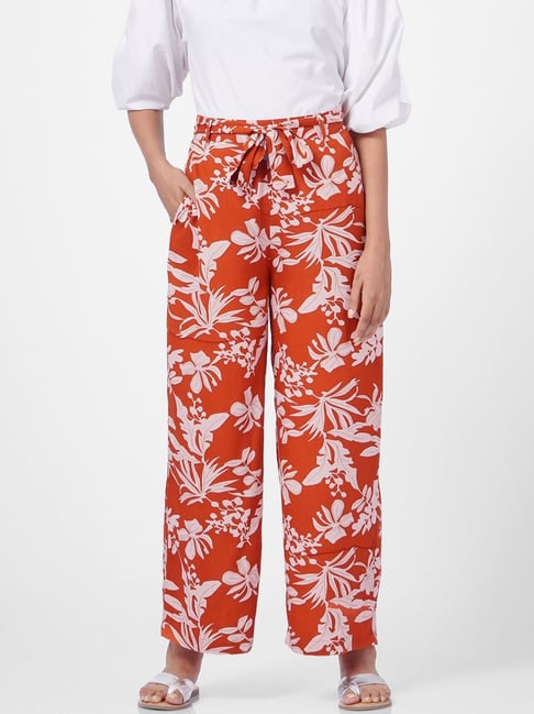 Vero Moda Brown & White Printed Trousers