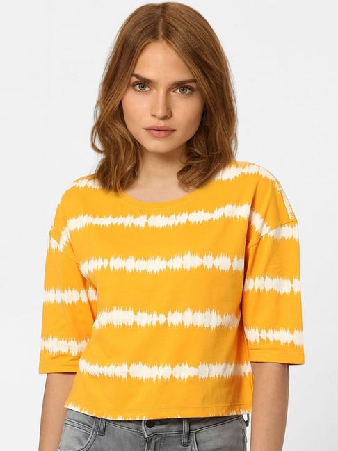 Vero Moda Yellow & White Printed T-Shirt