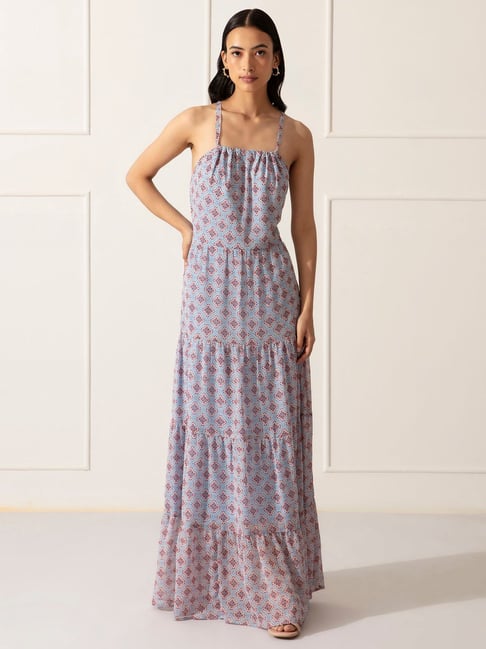 Twenty Dresses Blue Printed Maxi Dress Price in India