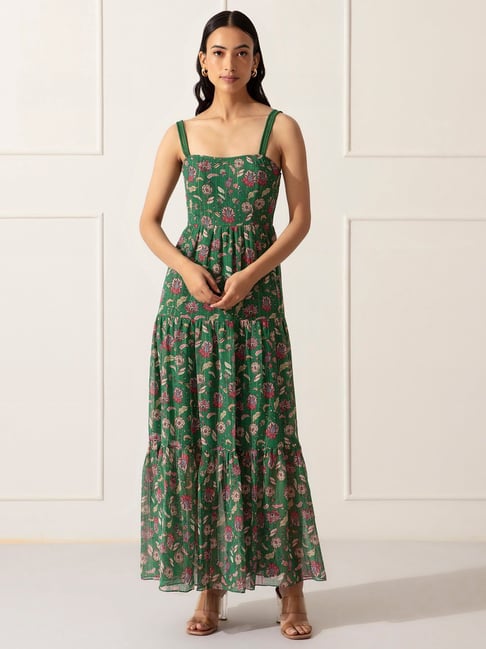 Twenty Dresses Green Printed Maxi Dress Price in India