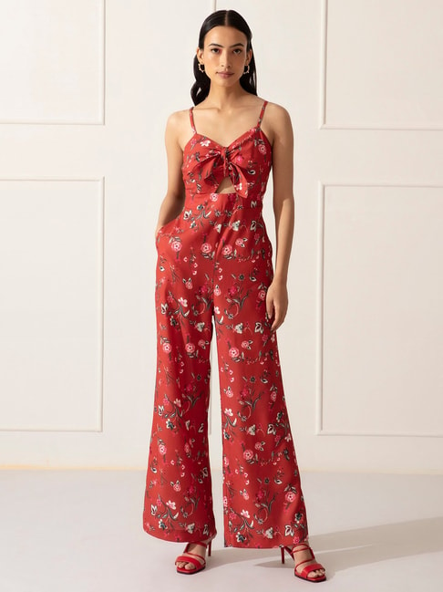Buy Orange Flame Marie Square Neck Belted Jumpsuit  Forever New