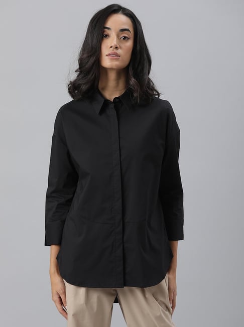 RAREISM Black Regular Fit Shirt Price in India