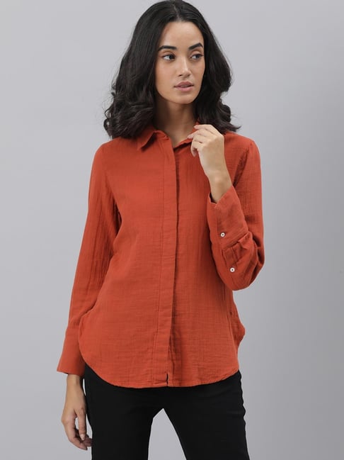 RAREISM Rust Regular Fit Shirt Price in India