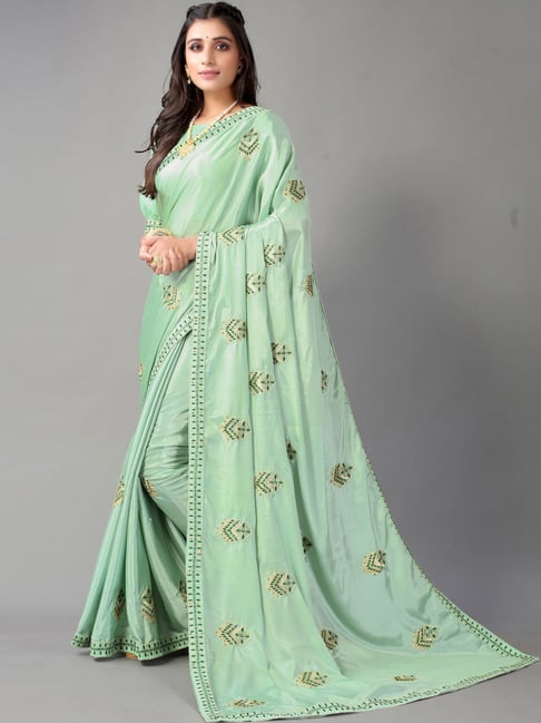 Buy Satrani Pista Green Cotton Woven Saree With Unstitched Blouse for Women  Online @ Tata CLiQ