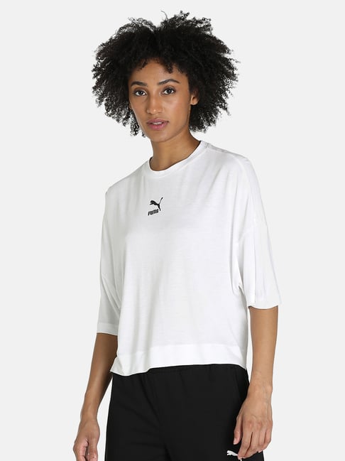 Buy Puma White Half Sleeve T-Shirt for Women's Online @ Tata CLiQ