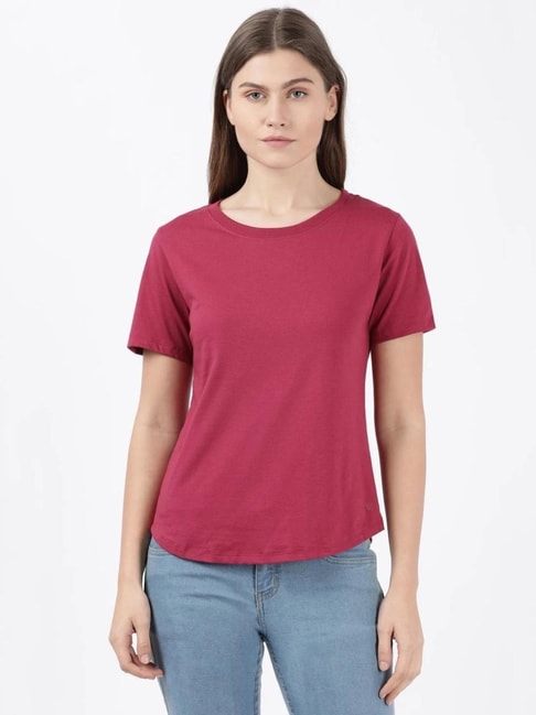 Jockey Red Regular Fit T-shirt Price in India