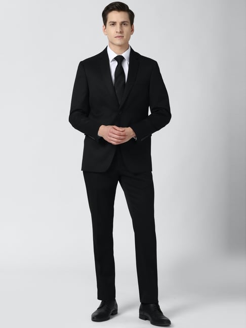 Peter England Black Slim Fit Two Piece Suit