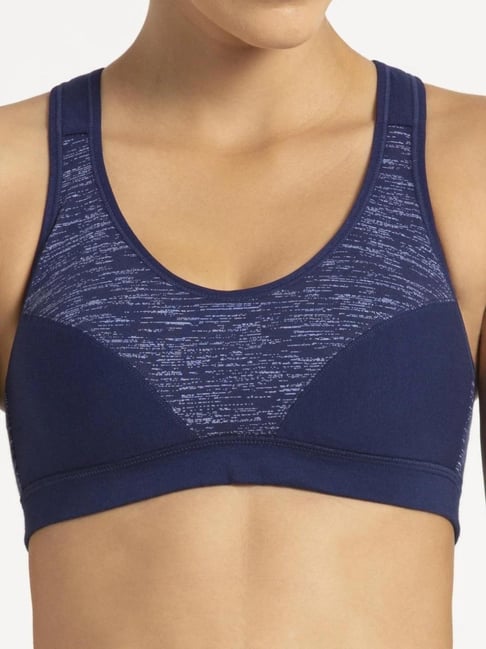 Buy Jockey Navy Printed Padded Non Wired 1382 Sports Bra for Women Online @  Tata CLiQ