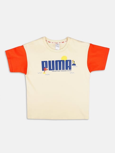 Puma Kids Cream Printed Shorts