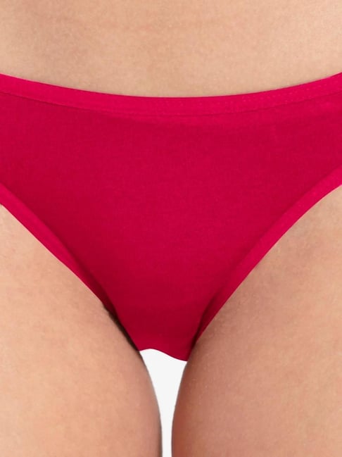 $58 Jockey Women's Red Comfies 1306 High Cut Brief Underwear Panties Size 5