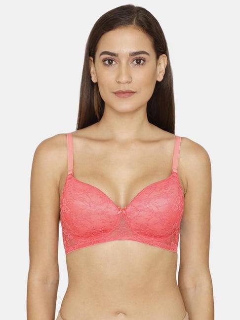 Buy Rosaline by Zivame Pink Lace Padded Bra for Women Online @ Tata CLiQ