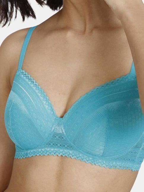Buy Rosaline by Zivame Blue Lace Padded Bra for Women Online