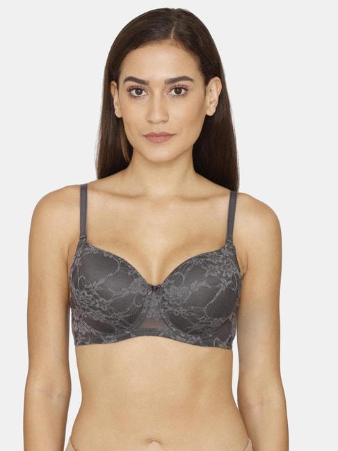 Buy Rosaline by Zivame Charcoal Grey Lace Padded Bra for Women Online @  Tata CLiQ