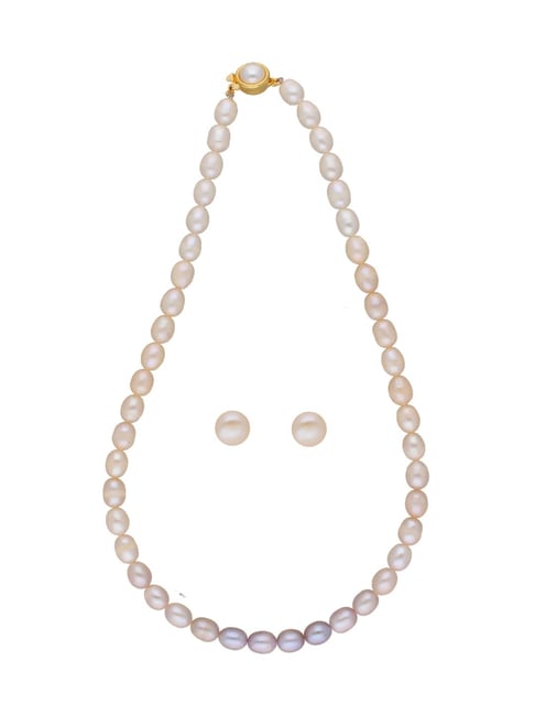 Sri Jagdamba Pearls Baani Peach Alloy Necklace & Earring Set-image-5