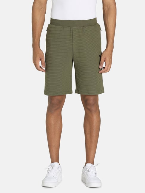 Puma Ottoman Green Cotton Slim Fit Self Pattern Shorts-picture-11