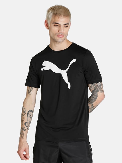 Puma Active Black Regular Fit Printed T-Shirt