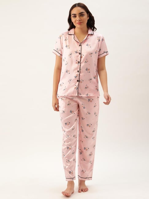 Buy Clt.s Light Pink Printed Pajama Set for Women Online Tata CLiQ