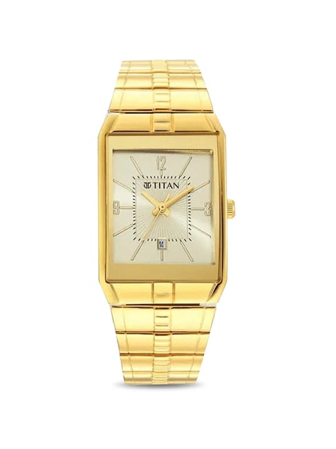 Titan square 2025 gold watch