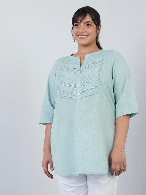 Diza Curves by Westside Mint Embroidered Straight Kurti Price in India