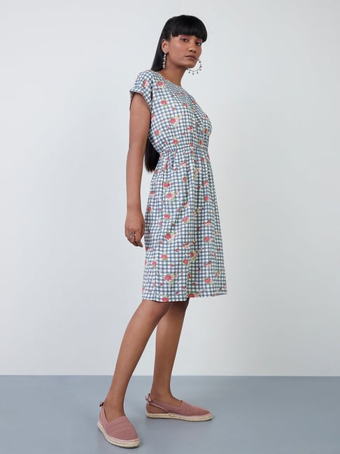 Bombay Paisley by Westside Indigo Checkered Design Dress Price in India