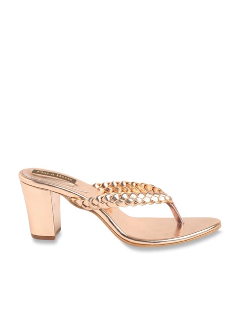 Flat N Heels Women's Rose Gold Thong Sandals