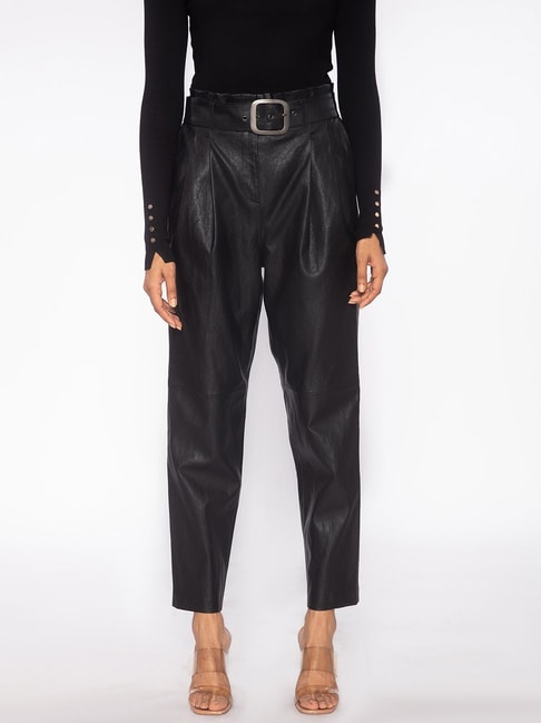 Jac Jossa Black Faux Leather Trousers  In The Style