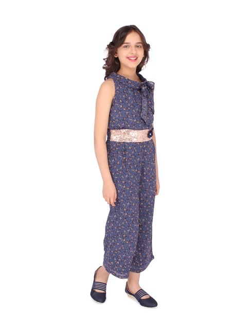 Girls Pretty Stylish Latest & Fashionable Printed Full Length Off  Shoulder/Short Sleeve Rayon Combo Jumpsuit With Pack Of 2 Frocks & Dresses  8-9 Years, 9-10 Years, 10-11 Years, 11-12 Years & 12-13 Years