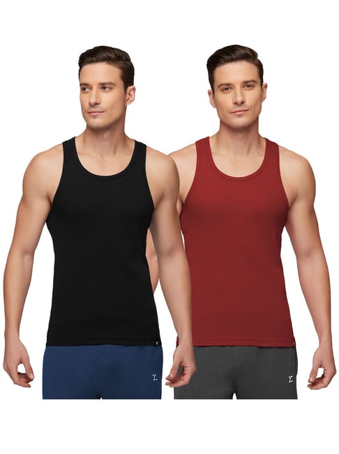 XYXX Black & Red Regular Fit Vest - Pack of 2-picture-20