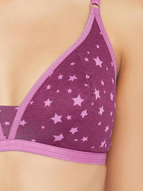 Clovia Purple Floral Print T-Shirt Bra