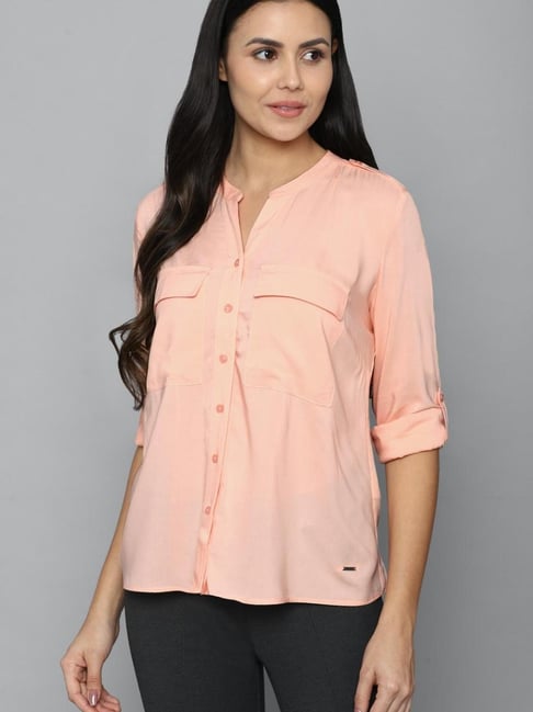 Allen Solly Peach Regular Fit Shirt Price in India